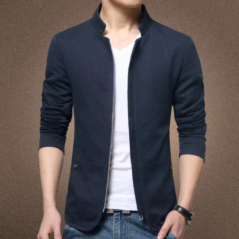 Mens Fashion Standing Collar Jacket