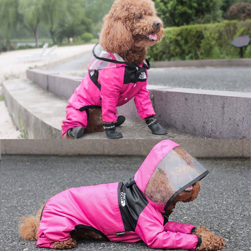 Dog Raincoat Transparent Hooded Jumpsuit