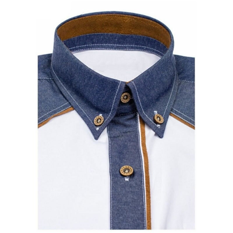 Men's Fashion Denim Short Sleeve Formal Shirts