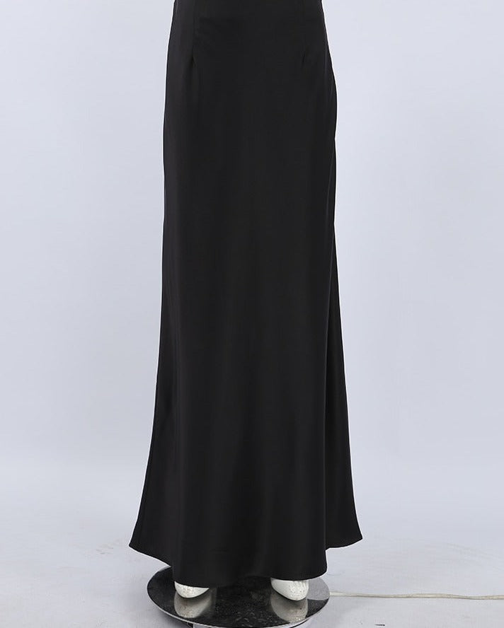 New Elegant Satin Black Trumpet Skirts