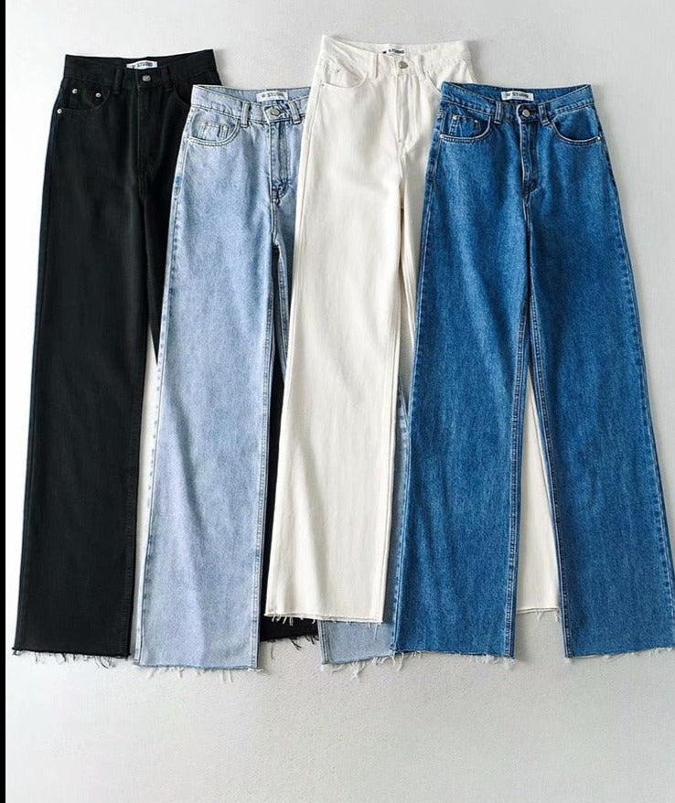 Women High Waist Streetwear Light Blue Pants