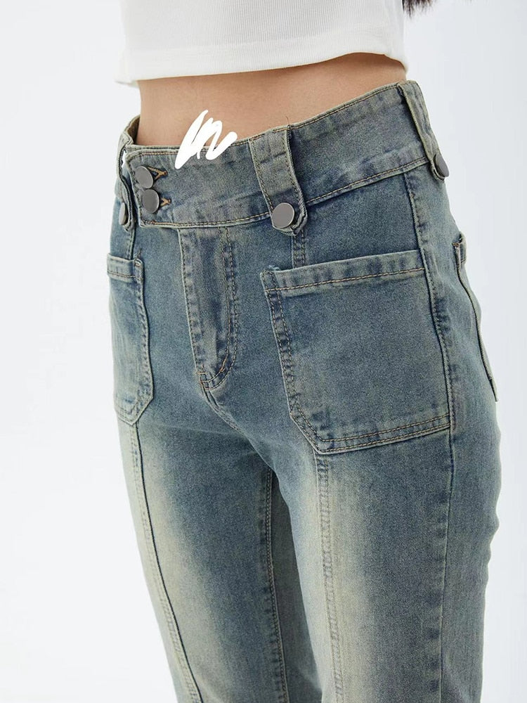 New Women Gyaru Flare Pants