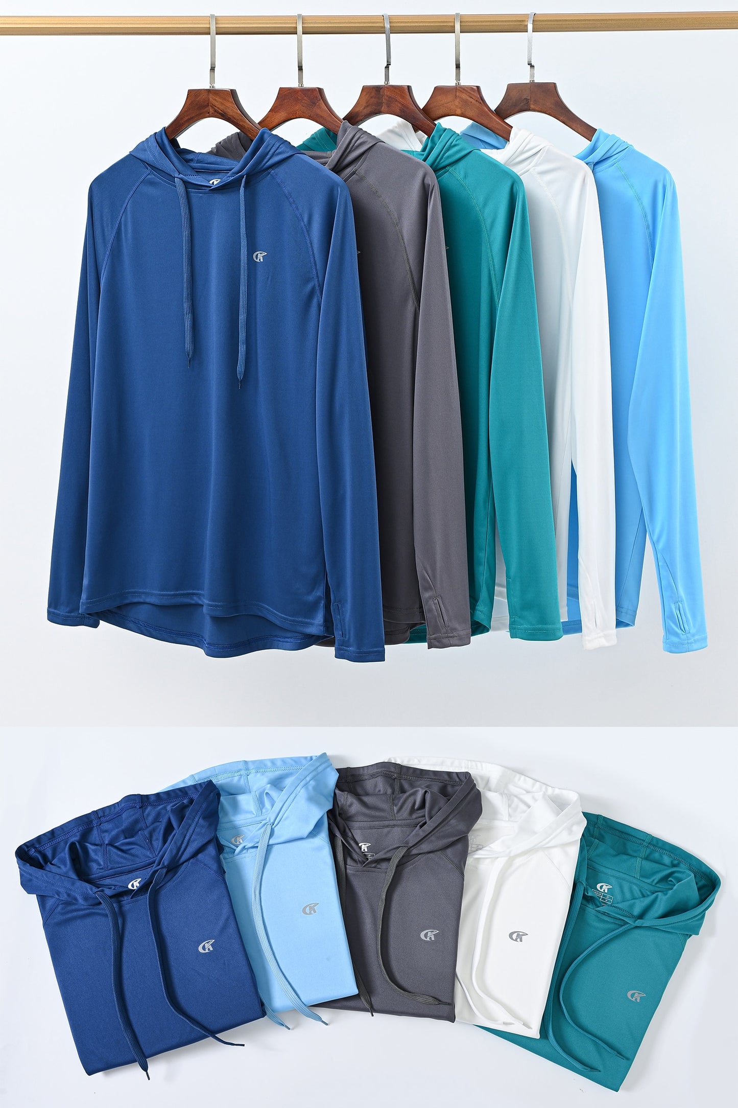 Men's Long Sleeve UPF 50+ Rash Guard Hoodie