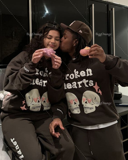 3D Skull Puff Print Hoodies