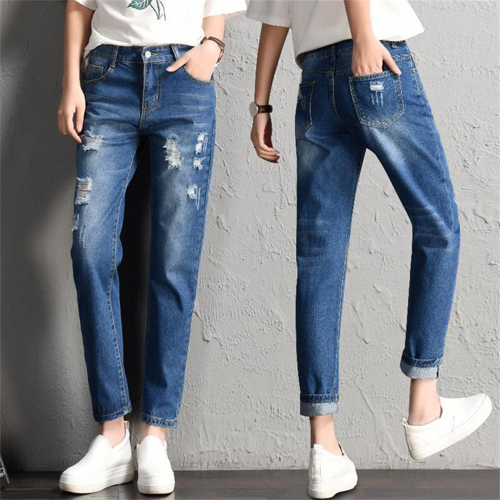 New Women Fashion Mid Waist Jeans