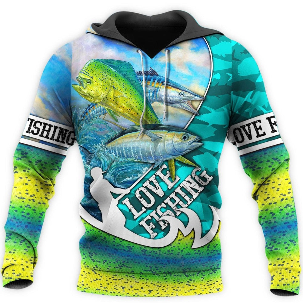 3D Fishing Printed Men's Hoodie