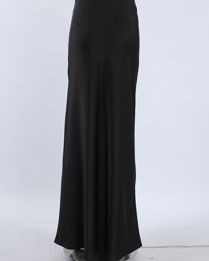 New Elegant Satin Black Trumpet Skirts
