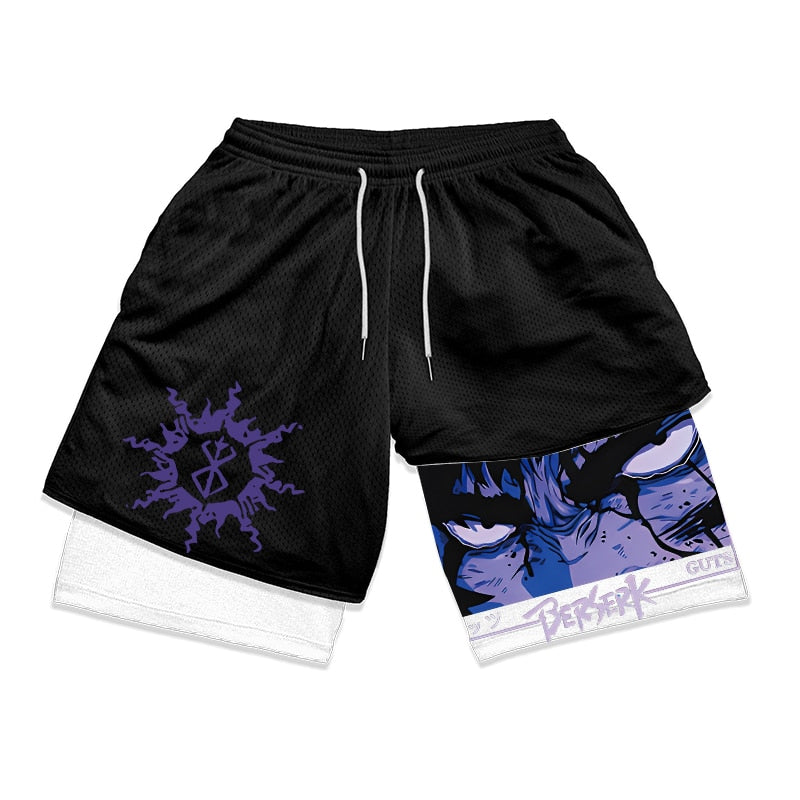 Anime Berserk 2 in 1 Gym Shorts