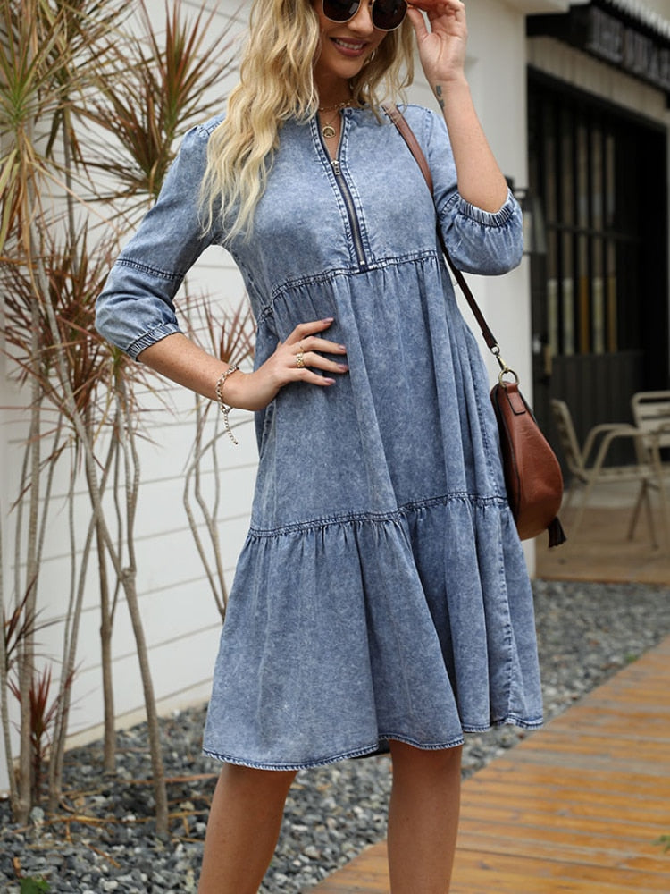 Summer Imitation Denim Vintage Dress