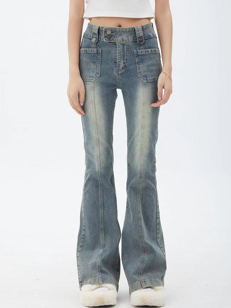 New Women Gyaru Flare Pants