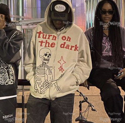 3D Skull Puff Print Hoodies