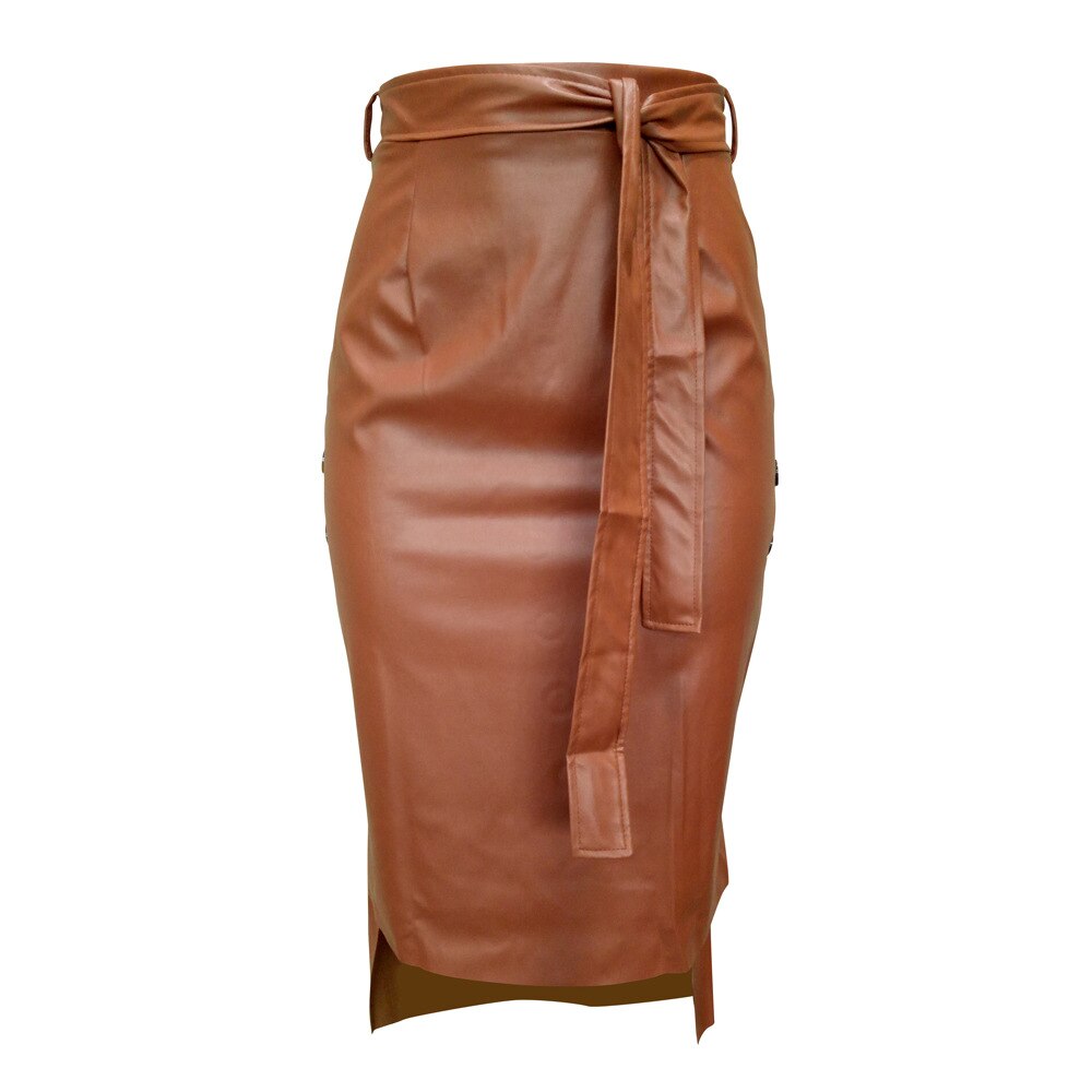 KREYOL HIGH WAIST LEATHER SKIRT