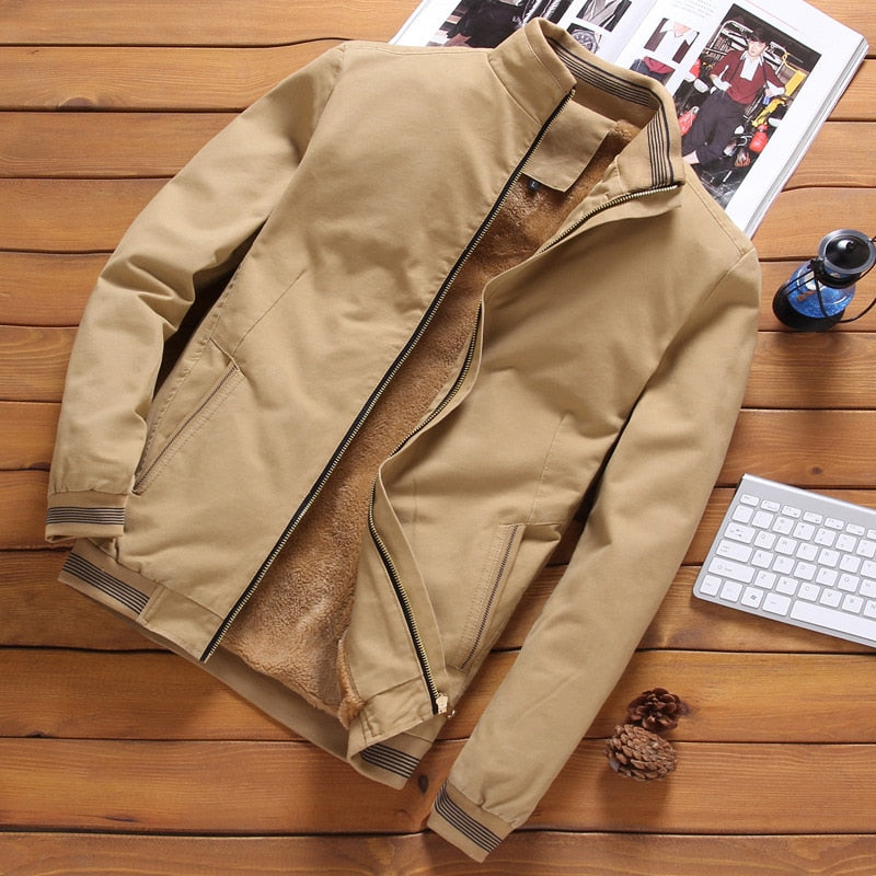 Male Outwear Fleece Thick Warm Windbreaker Jacket