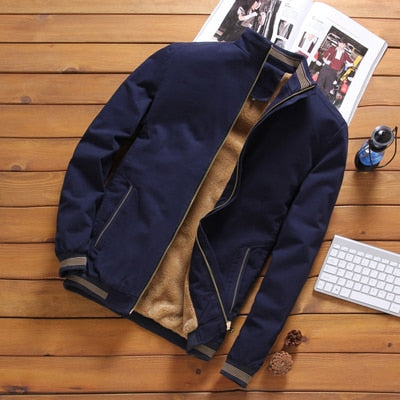 Male Outwear Fleece Thick Warm Windbreaker Jacket