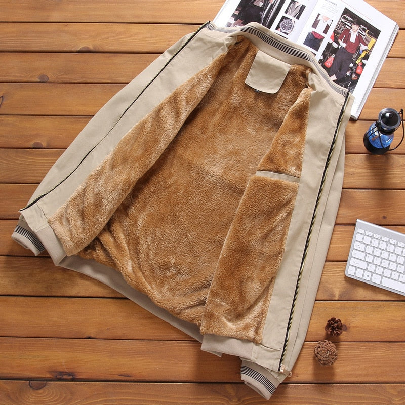 Male Outwear Fleece Thick Warm Windbreaker Jacket