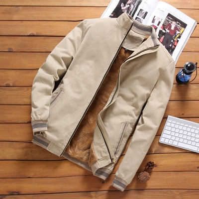 Male Outwear Fleece Thick Warm Windbreaker Jacket