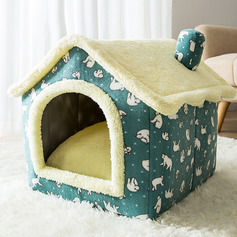 Breathable Warm Plush Pet Bed House Washable