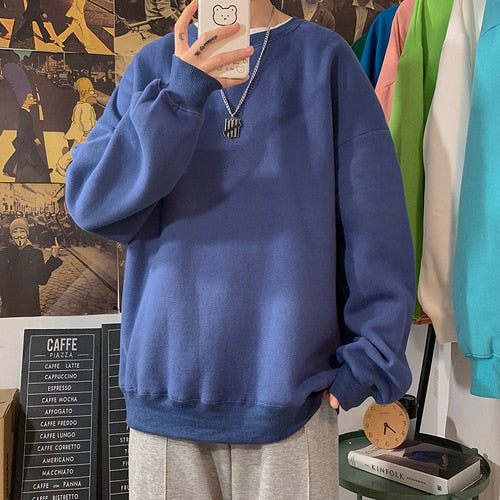 Autumn Solid Color Fleece Oversized Hip Hop Streetwear