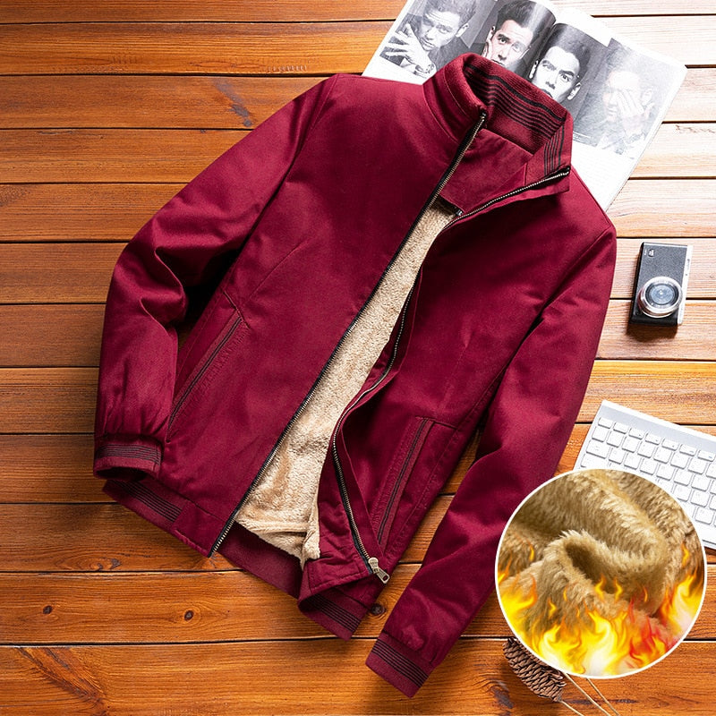 Male Outwear Fleece Thick Warm Windbreaker Jacket