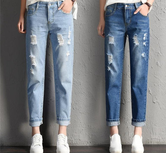 New Women Fashion Mid Waist Jeans