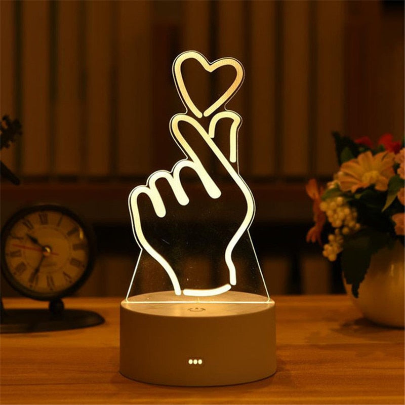 3D Lamp Acrylic USB LED Night Lights Neon Sign