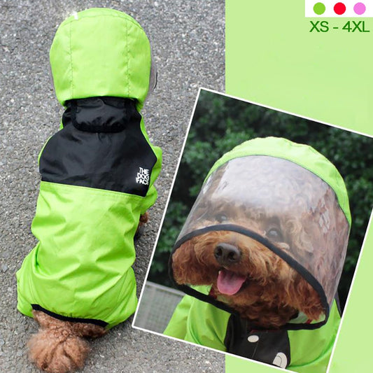 Dog Raincoat Transparent Hooded Jumpsuit