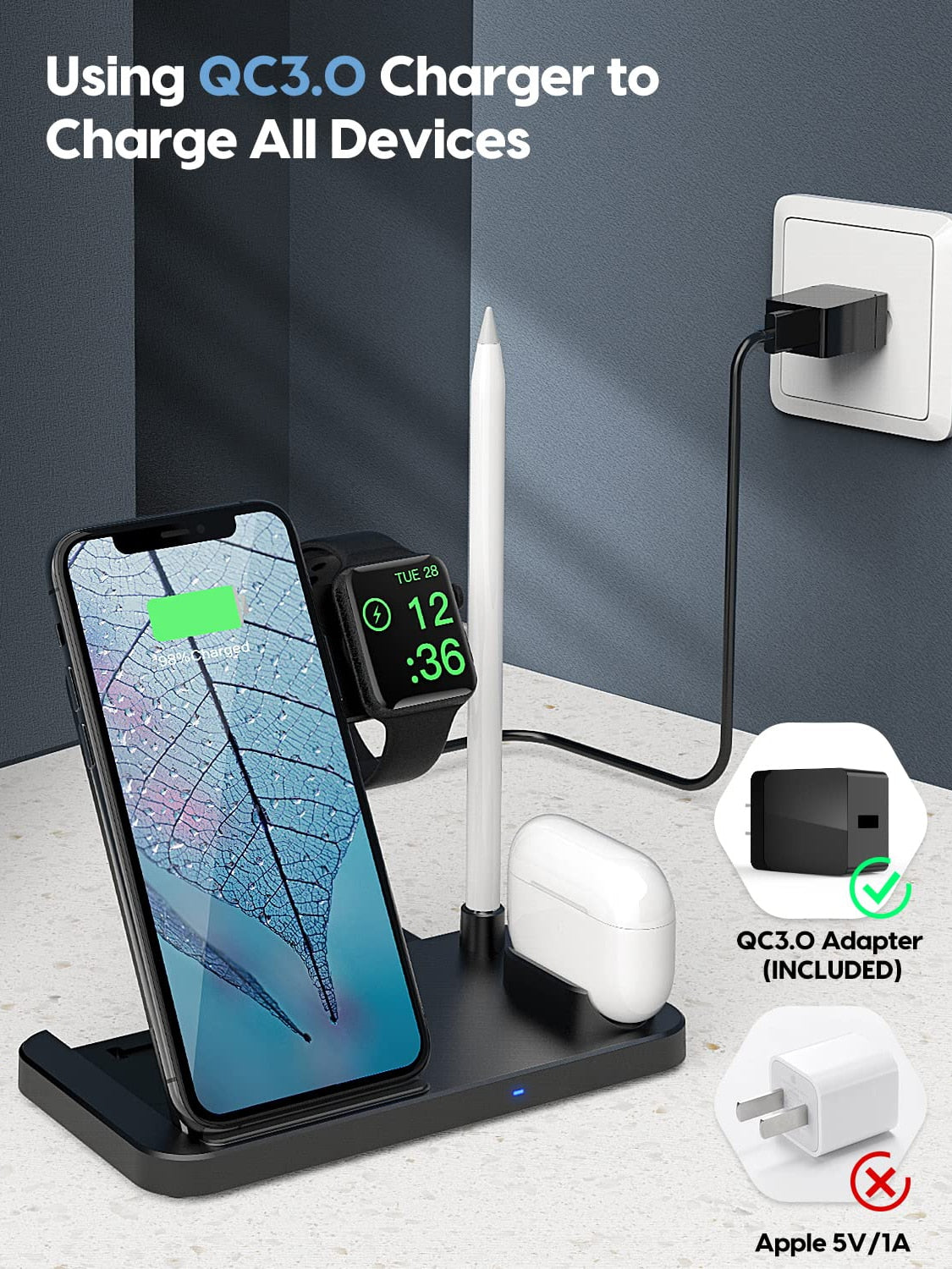 4in1 Charging Station For Apple watch iPhone 13 Pro