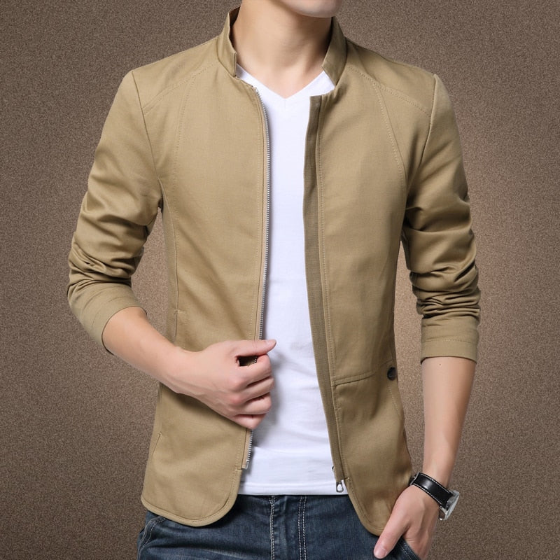 Mens Fashion Standing Collar Jacket