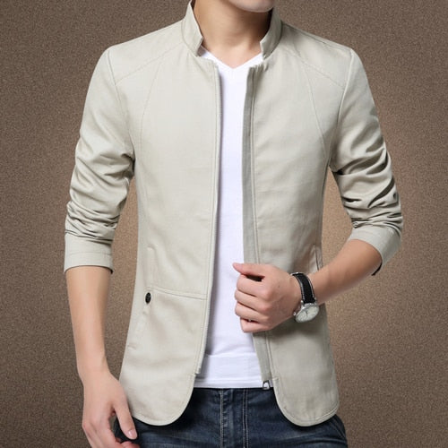 Mens Fashion Standing Collar Jacket
