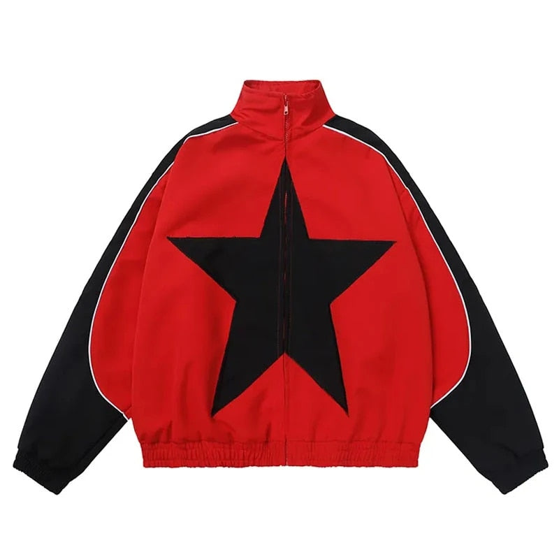 Men Vintage Star Pattern Windbreaker Coat