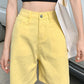 Summer High Waist Pockets Wide Leg Denim Shorts