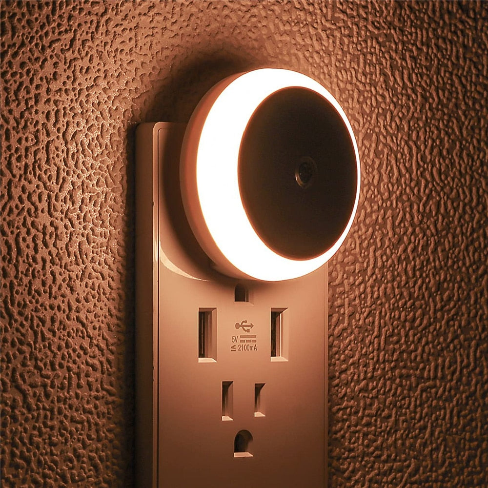 New Sensor Round Plug Wall Night Lamp