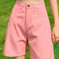 Summer High Waist Pockets Wide Leg Denim Shorts