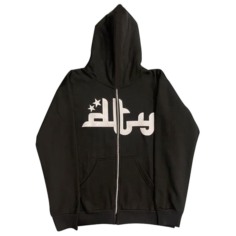 2022 Winter American Y2k High Street Red Black Hoodie