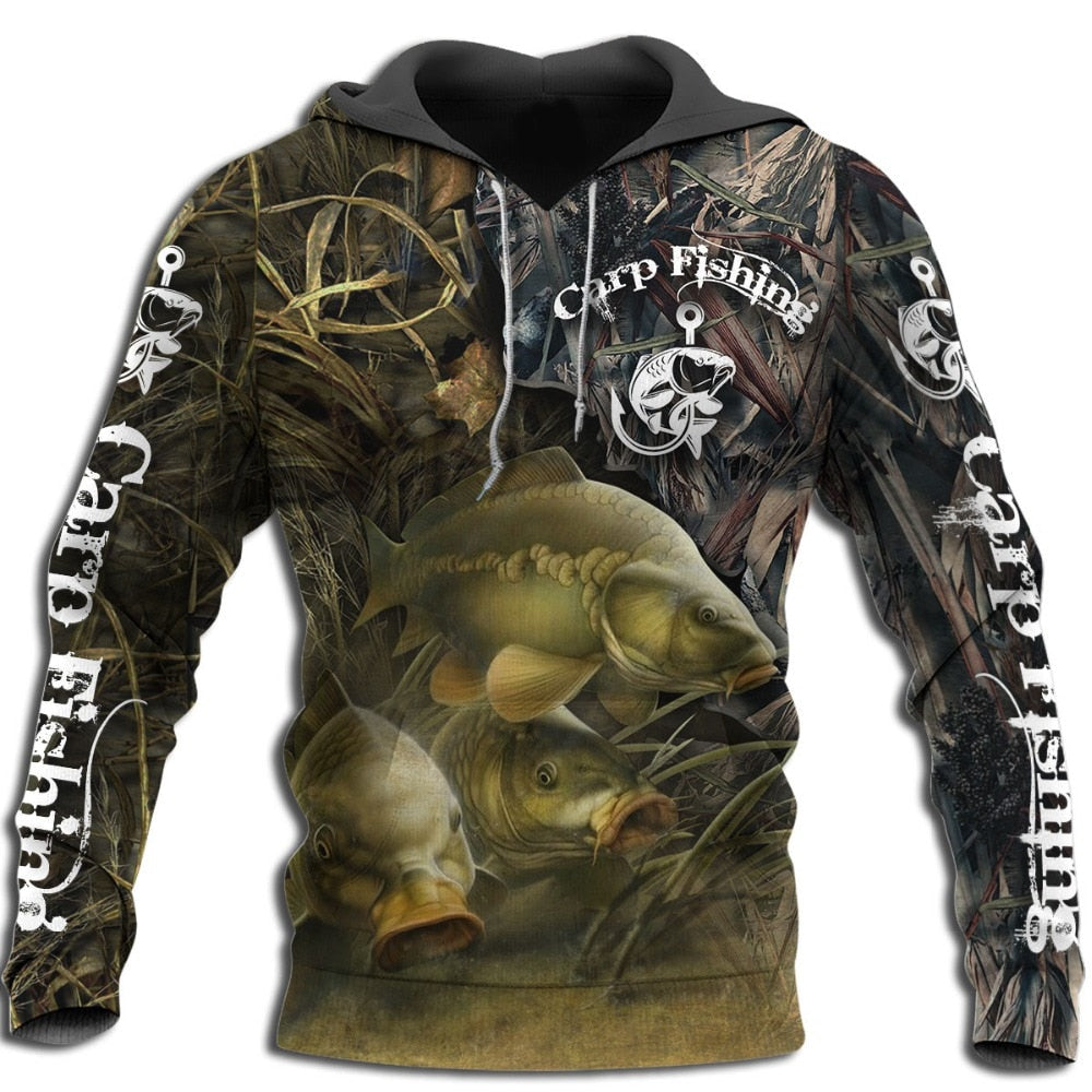 3D Fishing Printed Men's Hoodie