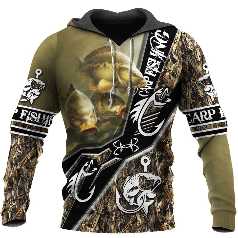 3D Fishing Printed Men's Hoodie