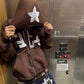 2022 Winter American Y2k High Street Red Black Hoodie