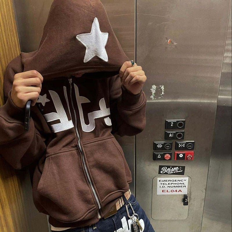 2022 Winter American Y2k High Street Red Black Hoodie