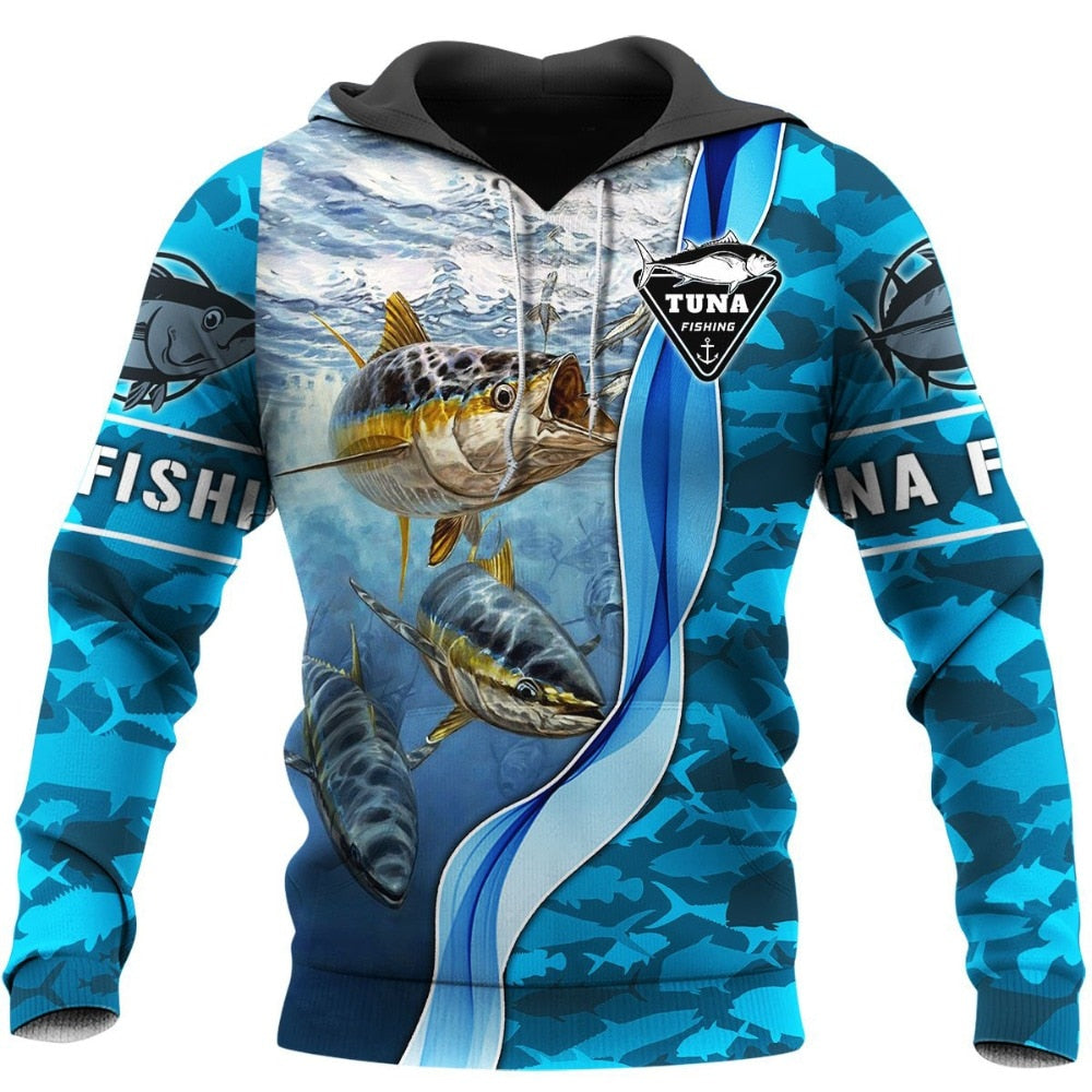 3D Fishing Printed Men's Hoodie