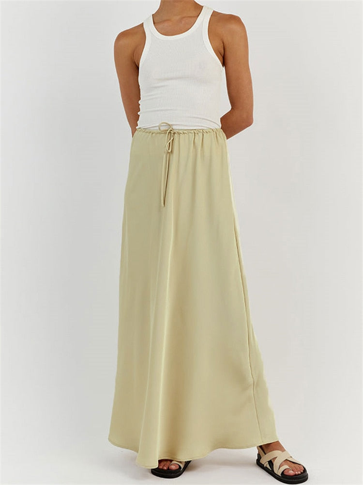 High Waist Loose Female Long Skirt