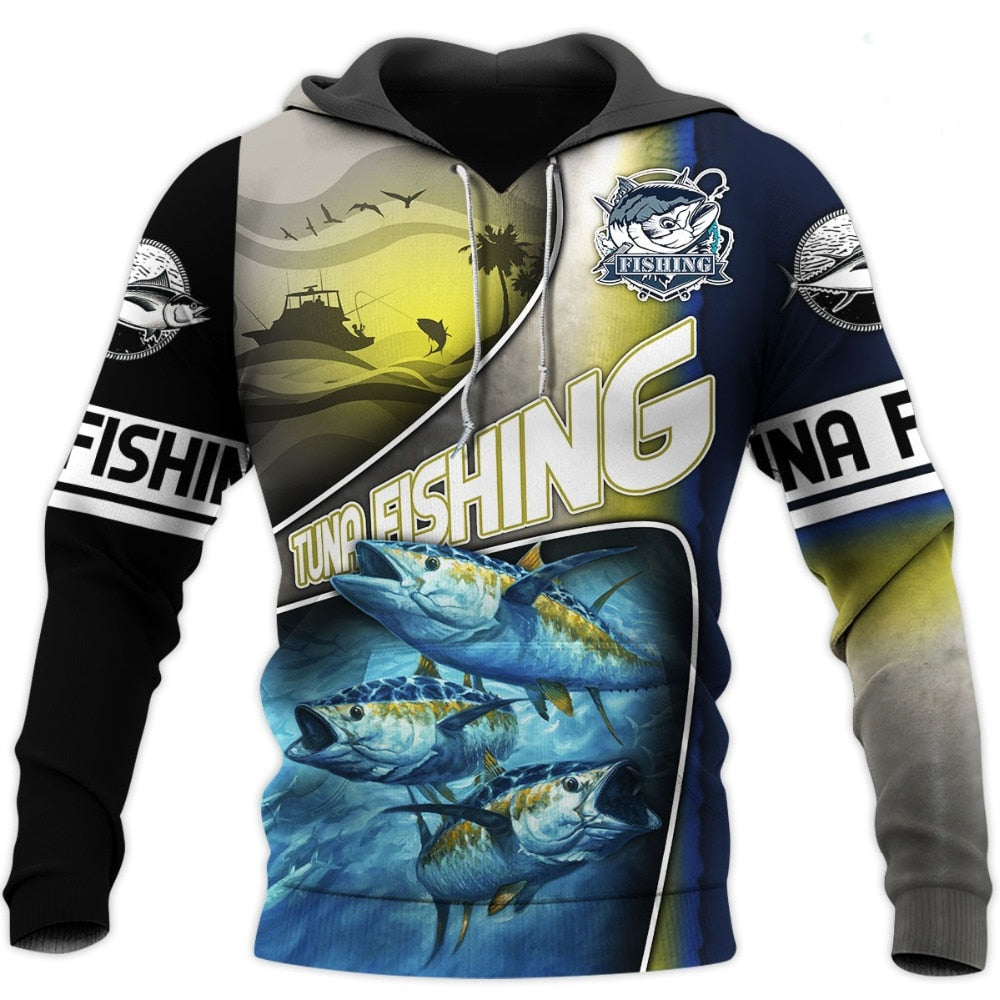3D Fishing Printed Men's Hoodie