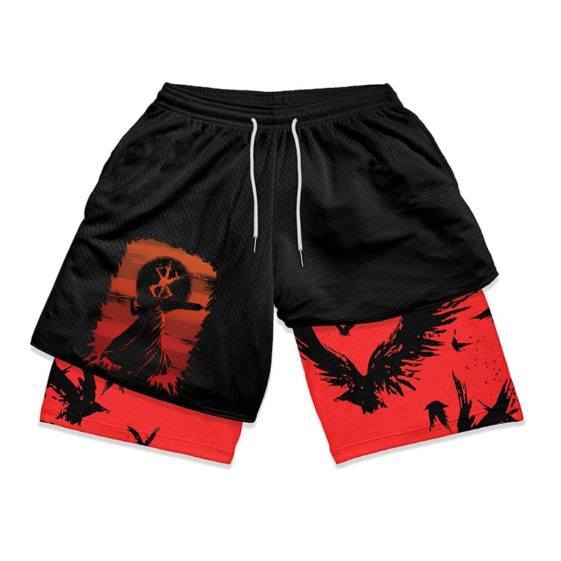Anime Berserk 2 in 1 Gym Shorts