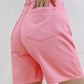 Summer High Waist Pockets Wide Leg Denim Shorts
