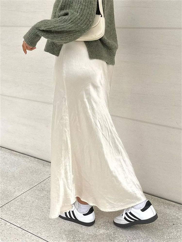 High Waist Loose Female Long Skirt