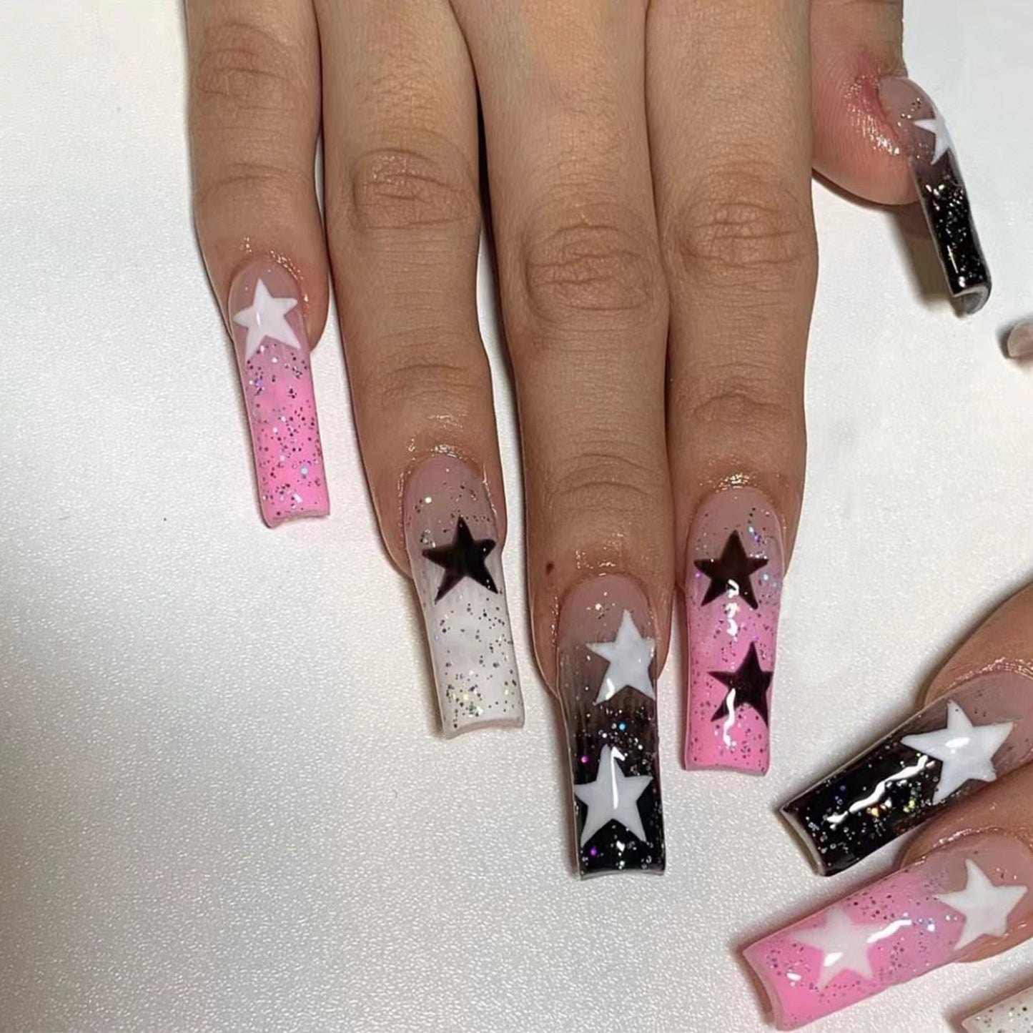 24pcs/box Fake French y2k Nails