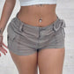 New Grunge Fairycore Low Wasit Pocket Up Short