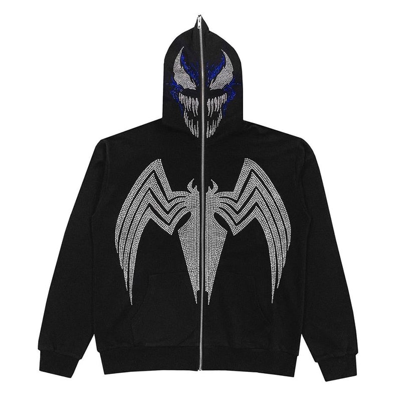 2022 Winter American Y2k High Street Red Black Hoodie
