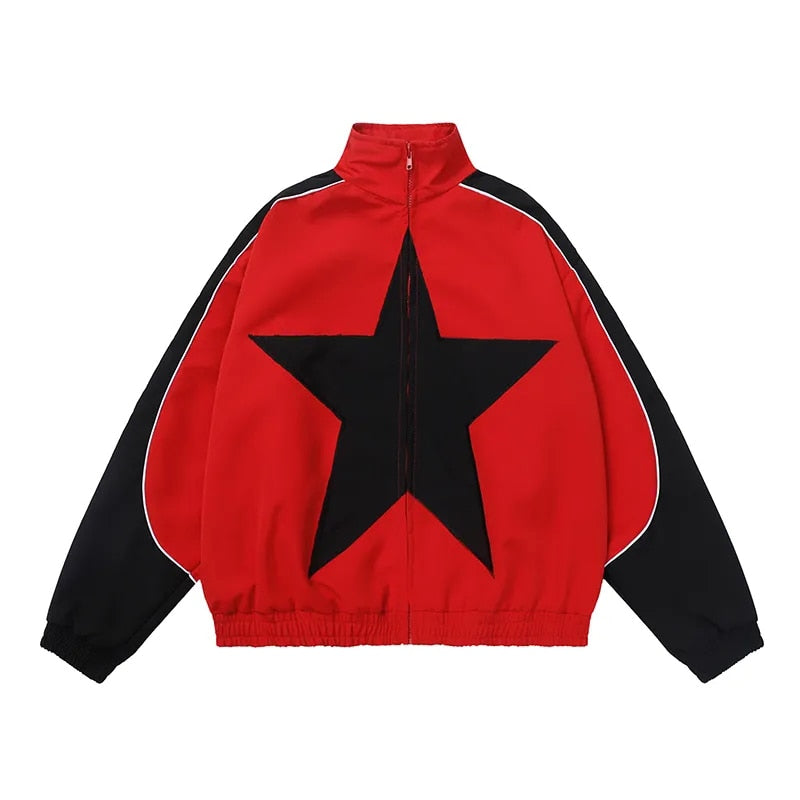 Men Vintage Star Pattern Windbreaker Coat