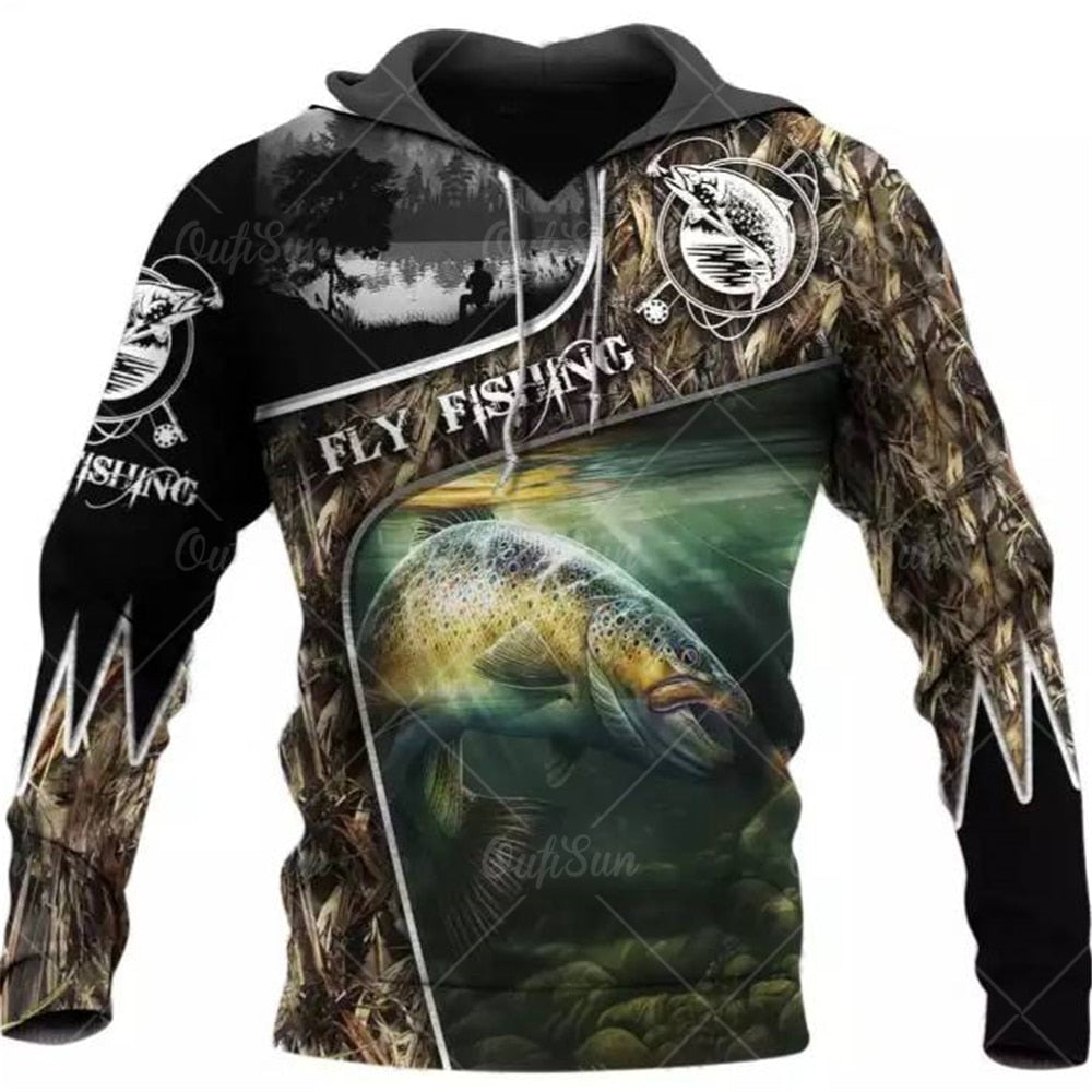 3D Fishing Printed Men's Hoodie