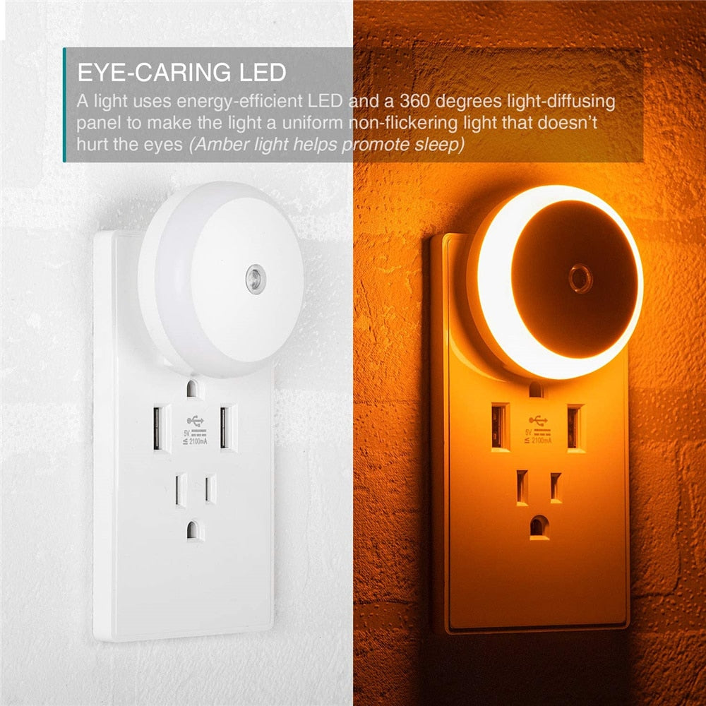 New Sensor Round Plug Wall Night Lamp